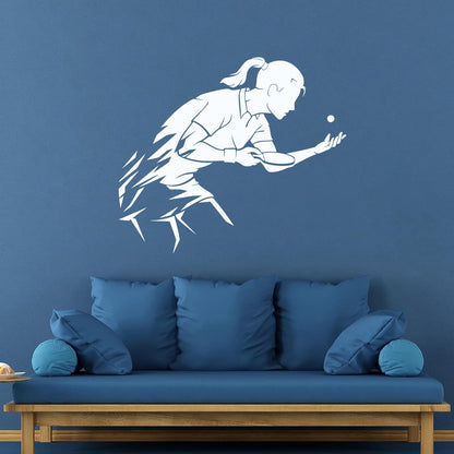 Mural And Wall Vinyl Decal Table Tennis Ping Pong Woman Girl Sport Home Wall Beautification