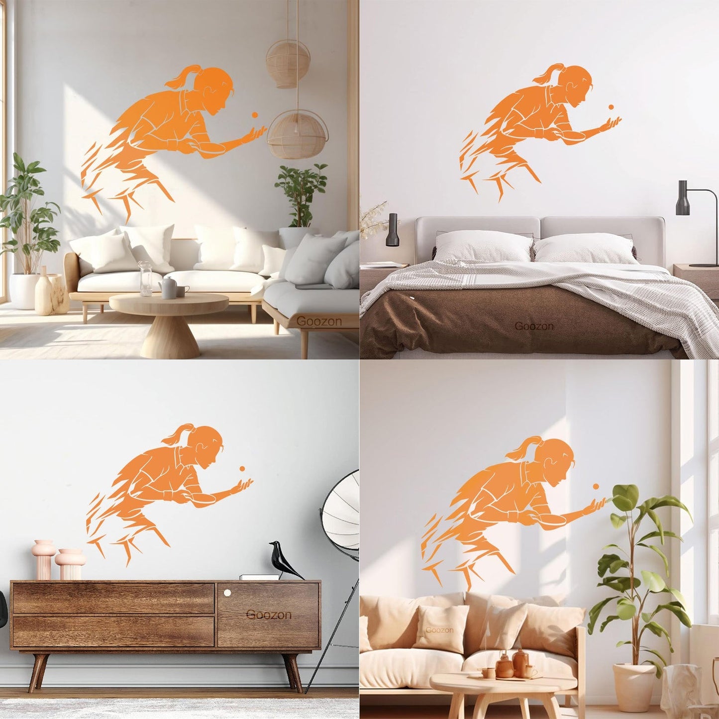 Mural And Wall Vinyl Decal Table Tennis Ping Pong Woman Girl Sport Home Wall Beautification