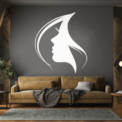 Wall Decals Paster Paper Woman Face Silhouette Girl Head Hairstyle Easy Installation