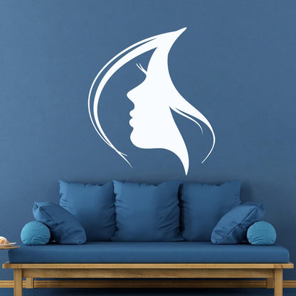 Wall Decals Paster Paper Woman Face Silhouette Girl Head Hairstyle Easy Installation