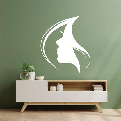Wall Decals Paster Paper Woman Face Silhouette Girl Head Hairstyle Easy Installation