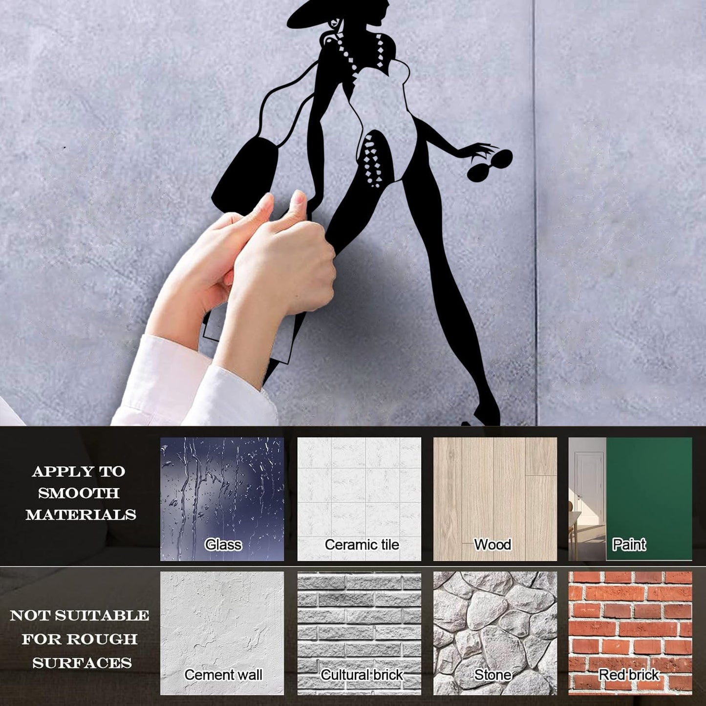 Vinyl Wall Stickers Woman Fashion Designer Style Shopping Girl Art Mural Painting