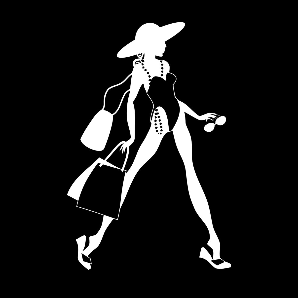 Vinyl Wall Stickers Woman Fashion Designer Style Shopping Girl Art Mural Painting