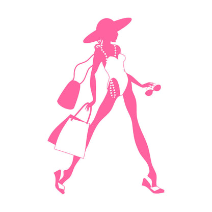 Vinyl Wall Stickers Woman Fashion Designer Style Shopping Girl Art Mural Painting