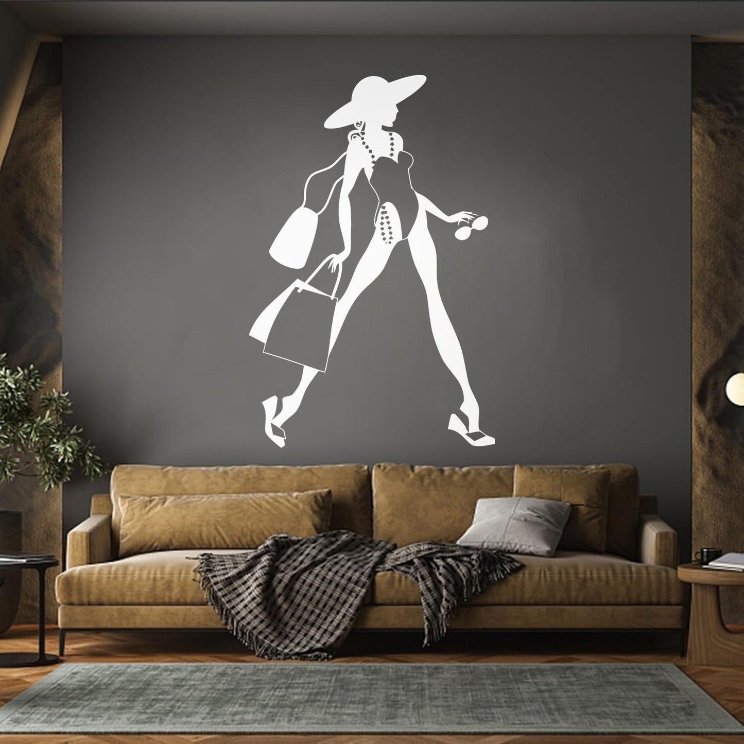 Vinyl Wall Stickers Woman Fashion Designer Style Shopping Girl Art Mural Painting