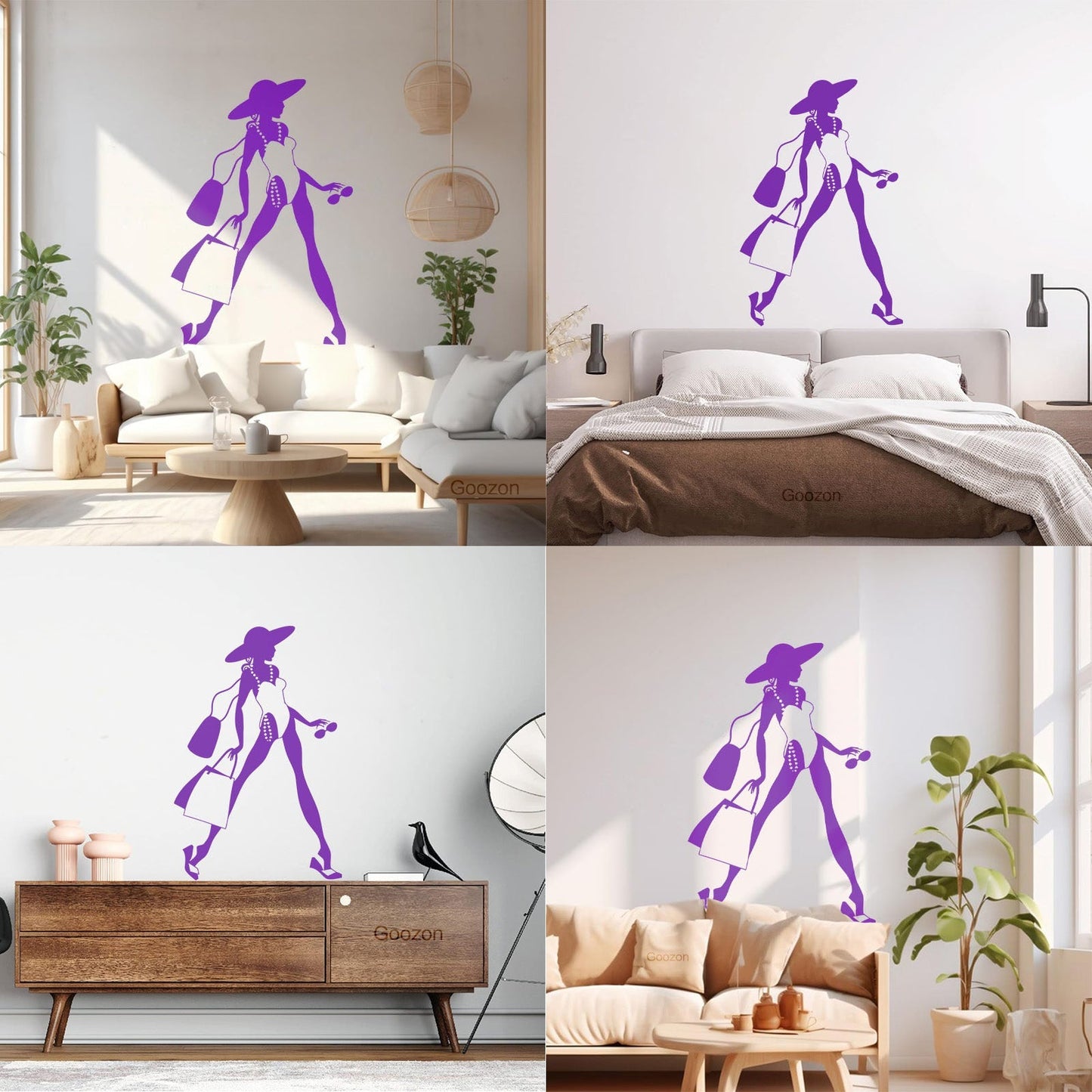 Vinyl Wall Stickers Woman Fashion Designer Style Shopping Girl Art Mural Painting