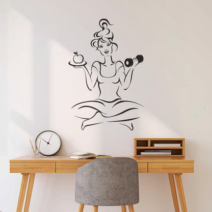 Woman Gymnastics Fitnesscenter Girl Training Diet Health Yoga Engraving Decals It Won'T Fall Off