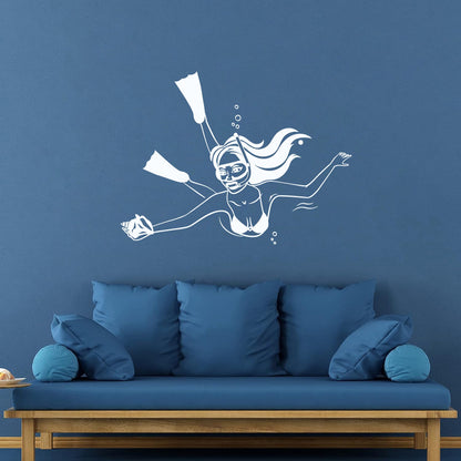 Wall Stickers Paster Paper Woman Underwater Diving Shell Girl Swimsuit Can Modify And Add Information