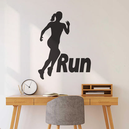 Run Running Girl Woman Sport Motivation Wall Decals Pvc Removable Without Leaving Glue