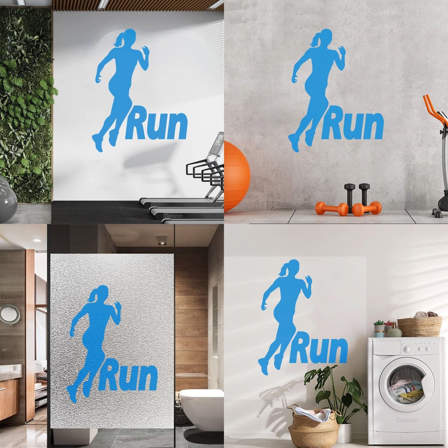 Run Running Girl Woman Sport Motivation Wall Decals Pvc Removable Without Leaving Glue