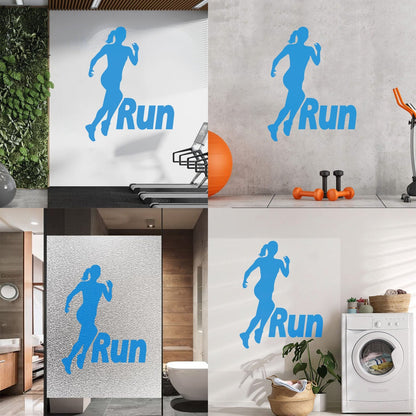 Run Running Girl Woman Sport Motivation Wall Decals Pvc Removable Without Leaving Glue