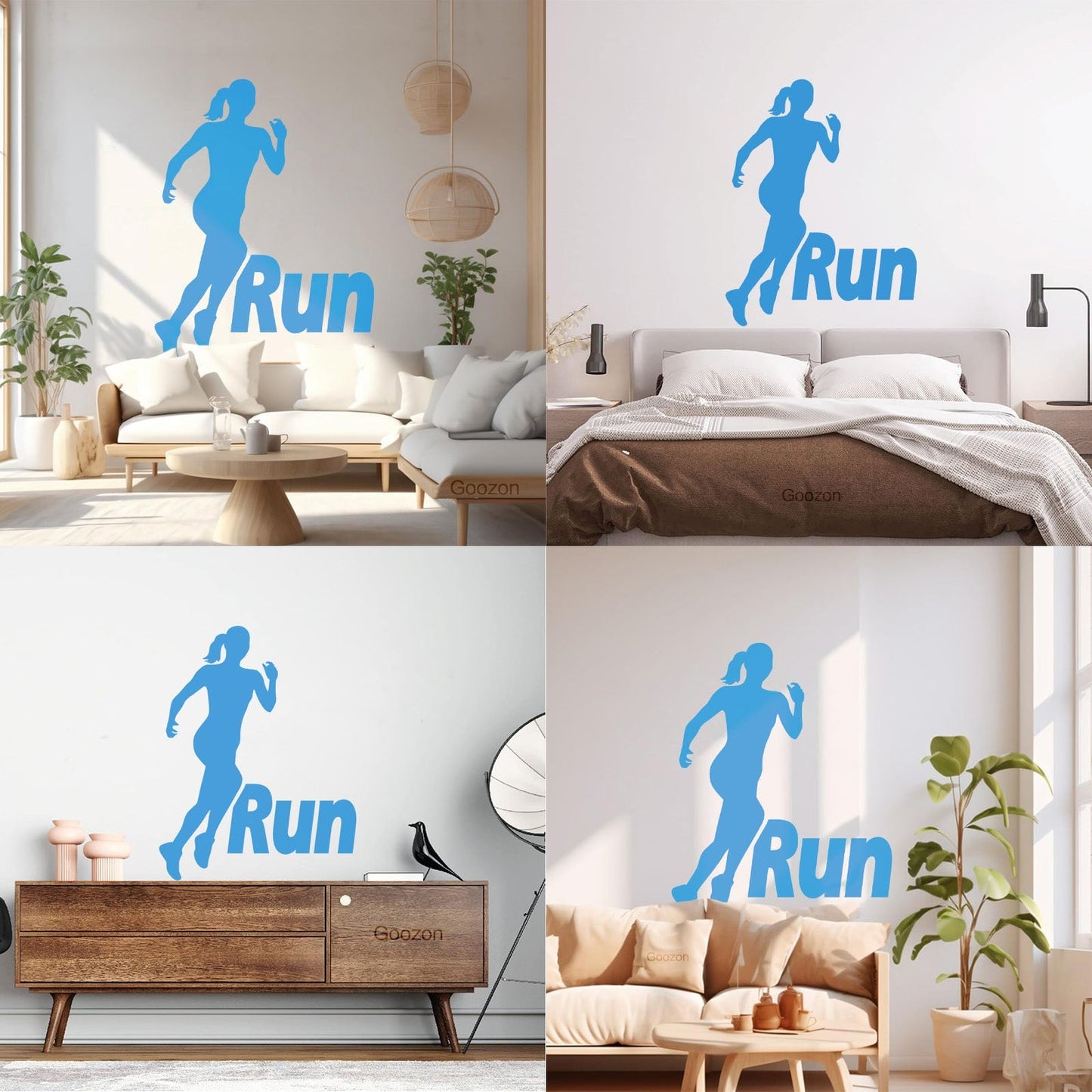 Run Running Girl Woman Sport Motivation Wall Decals Pvc Removable Without Leaving Glue
