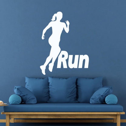 Run Running Girl Woman Sport Motivation Wall Decals Pvc Removable Without Leaving Glue