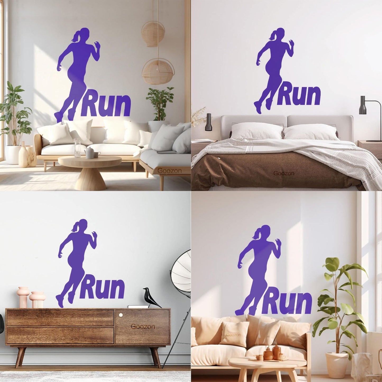 Run Running Girl Woman Sport Motivation Wall Decals Pvc Removable Without Leaving Glue