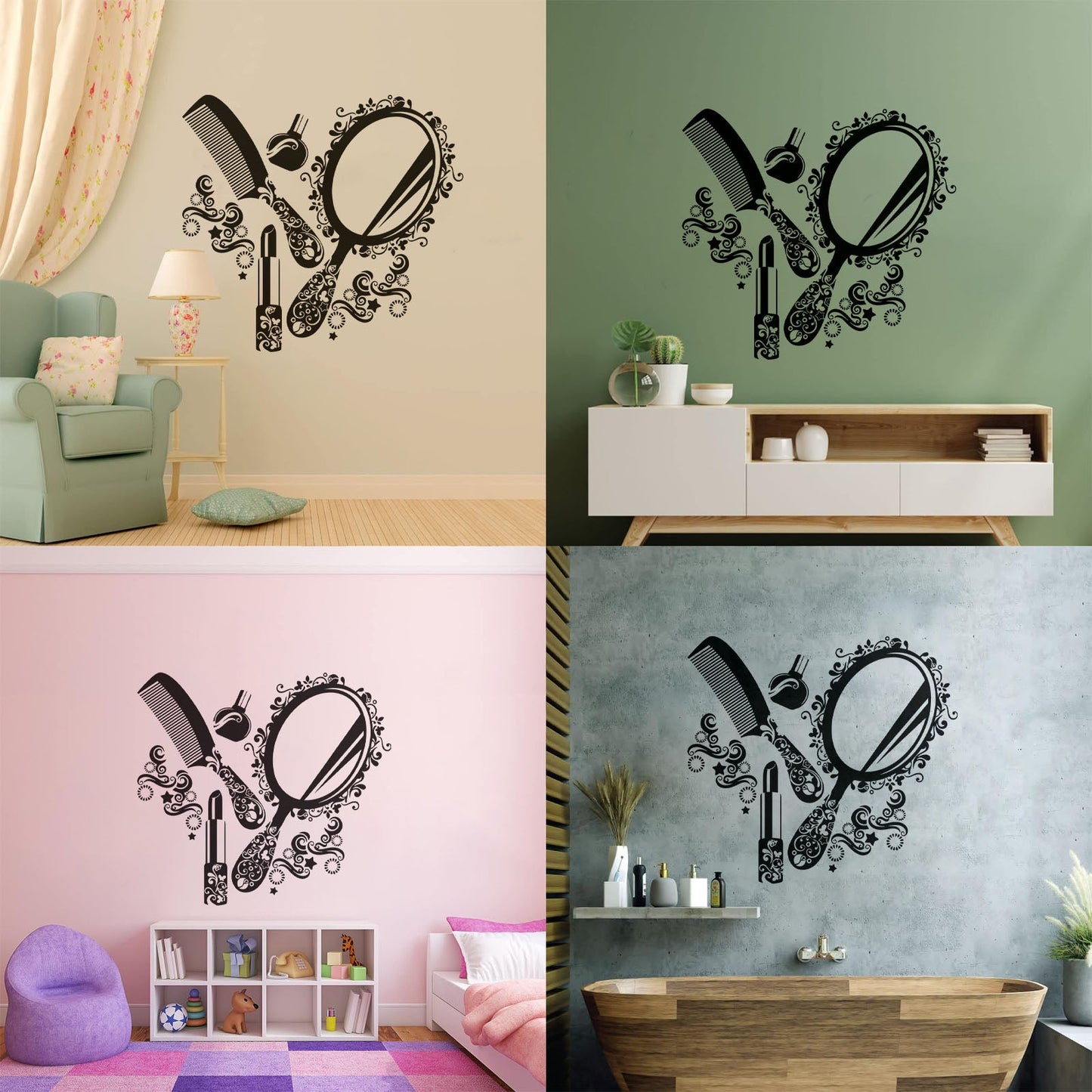 Wall Stickers Paster Paper Beauty Salon Cosmetics Nails Makeup Woman Girl Waterproof
