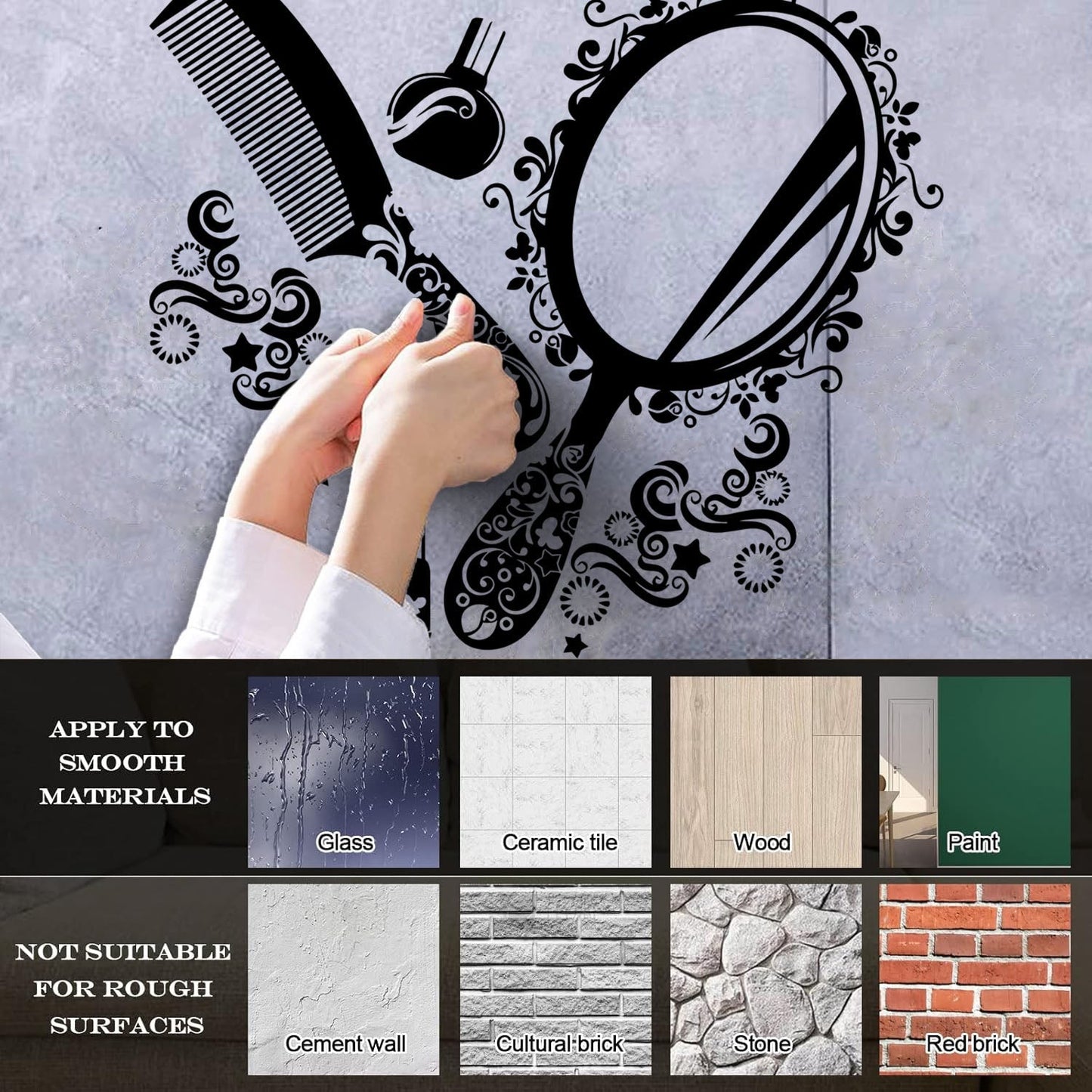 Wall Stickers Paster Paper Beauty Salon Cosmetics Nails Makeup Woman Girl Waterproof