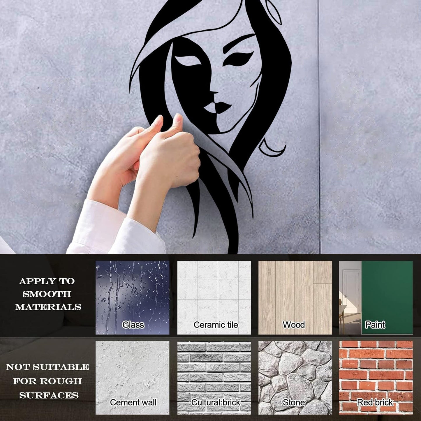 Fine Carving Decals Face Girls Woman Beauty Salon Head Art Decoration