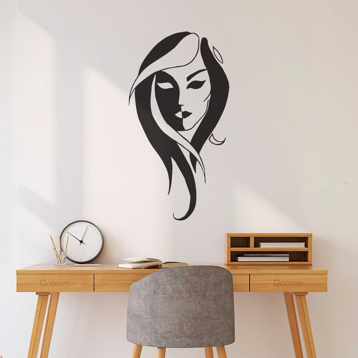 Fine Carving Decals Face Girls Woman Beauty Salon Head Art Decoration