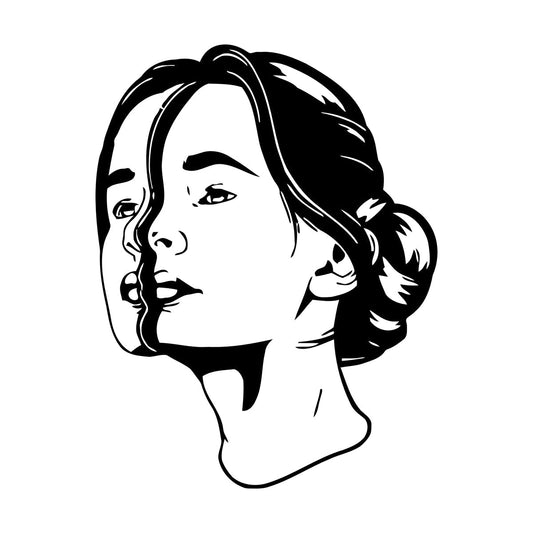 Lettering Decals Girl Head Surrealism Woman Face Window Decals