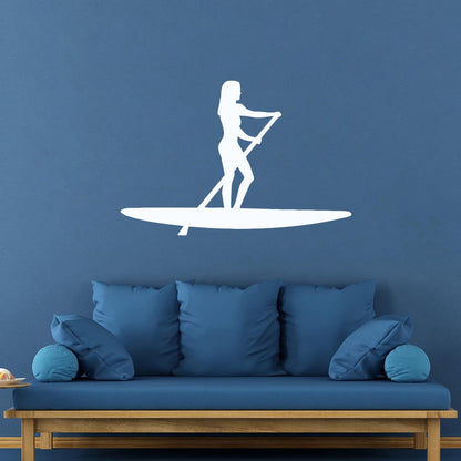 Wall Decals Girl With Paddle Canoe Woman Self Adhesive