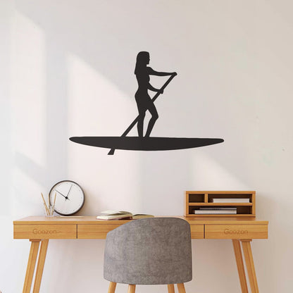 Wall Decals Girl With Paddle Canoe Woman Self Adhesive