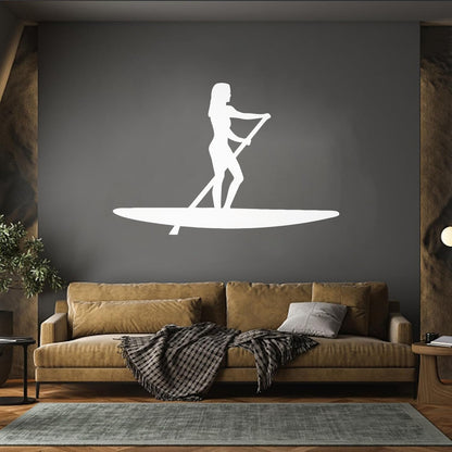 Wall Decals Girl With Paddle Canoe Woman Self Adhesive