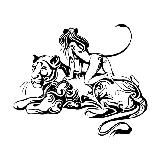 Wall Vinyl Sticker Decor Naked Appeal Girl Woman Cat Lion Animal Abstraction Patterns Art Mural Painting