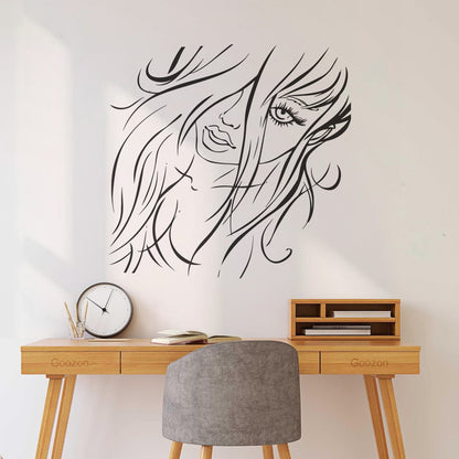 Fine Carving Decals Appeal Girl Beautiful Woman Beauty Salon It Won'T Fall Off