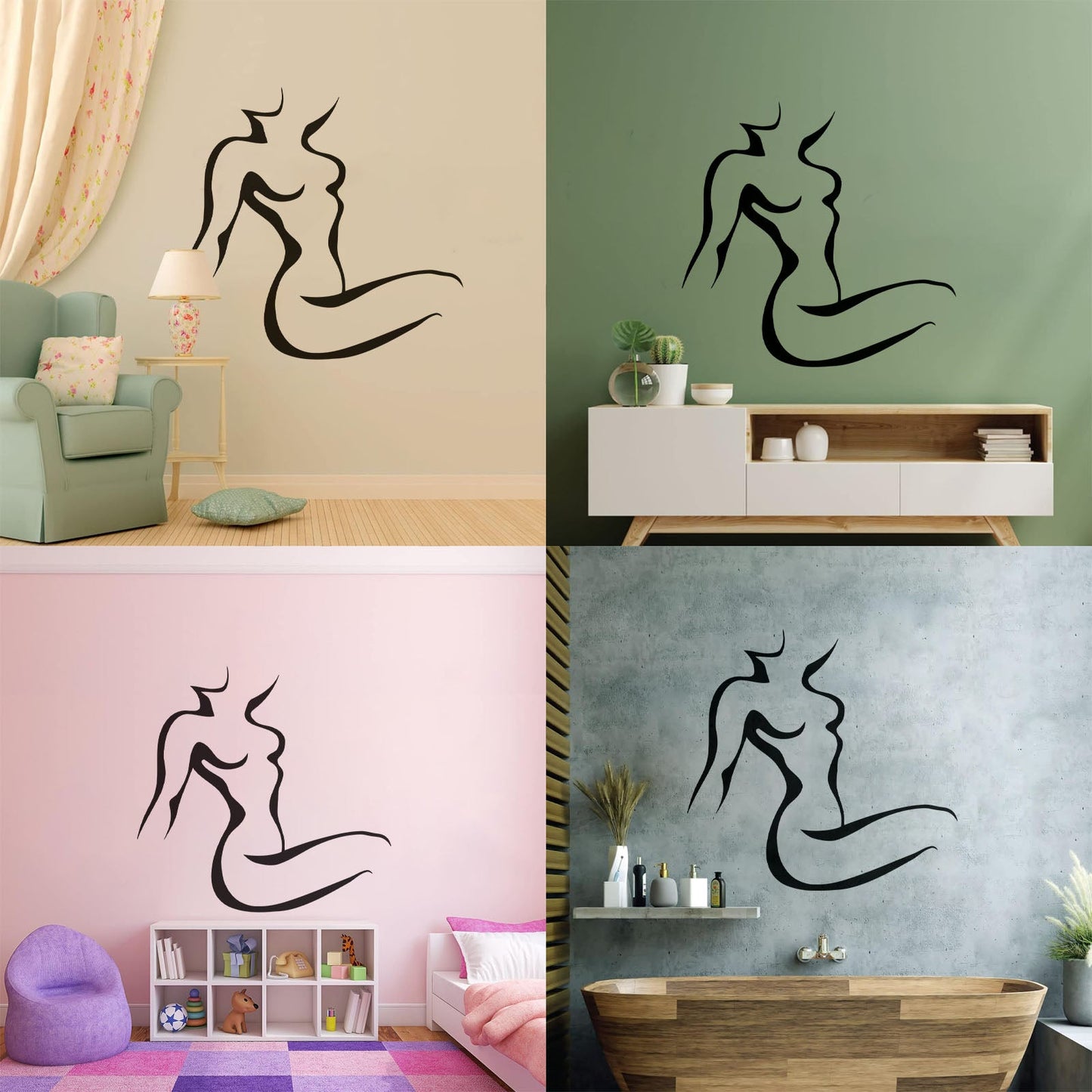 Wall Decals Pvc Silhouette Girl Appeal Woman Wall Beautification