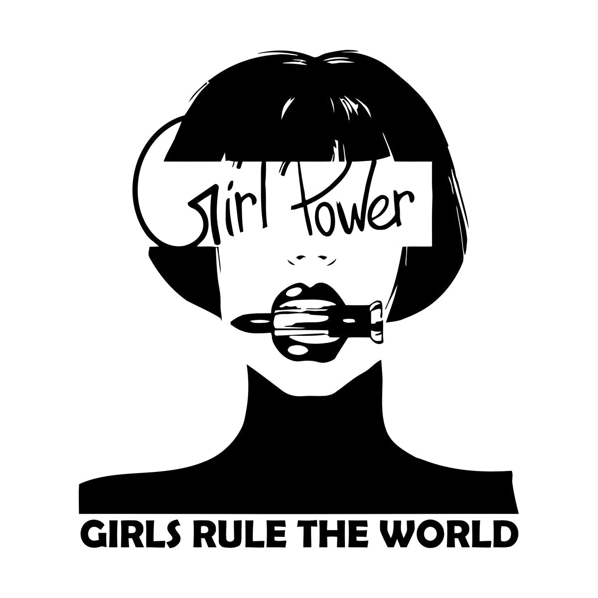 Vinyl Wall Stickers Woman Lettering Phrase Girl Power Word Glass Stickers