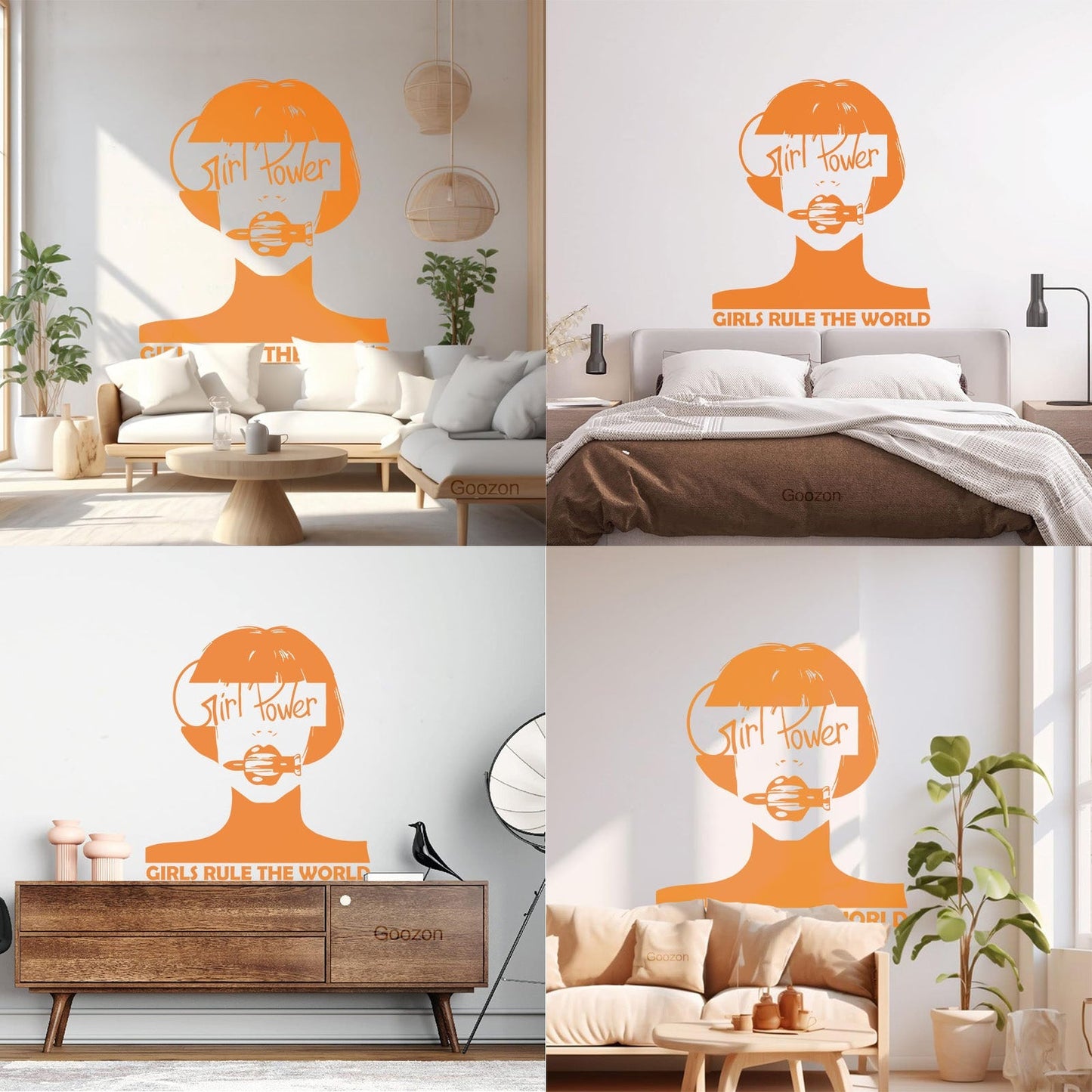 Vinyl Wall Stickers Woman Lettering Phrase Girl Power Word Glass Stickers