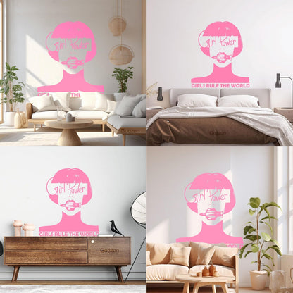 Vinyl Wall Stickers Woman Lettering Phrase Girl Power Word Glass Stickers