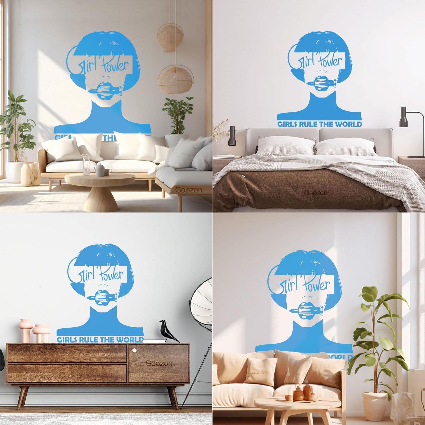 Vinyl Wall Stickers Woman Lettering Phrase Girl Power Word Glass Stickers