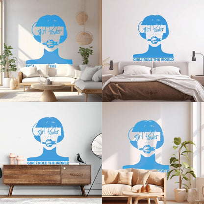 Vinyl Wall Stickers Woman Lettering Phrase Girl Power Word Glass Stickers
