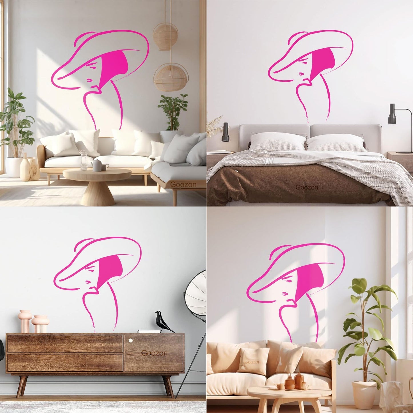 Vinyl Wall Decals Beautiful Girl Hat Fashion Beauty Woman Window Decals