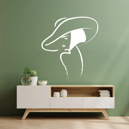 Vinyl Wall Decals Beautiful Girl Hat Fashion Beauty Woman Window Decals