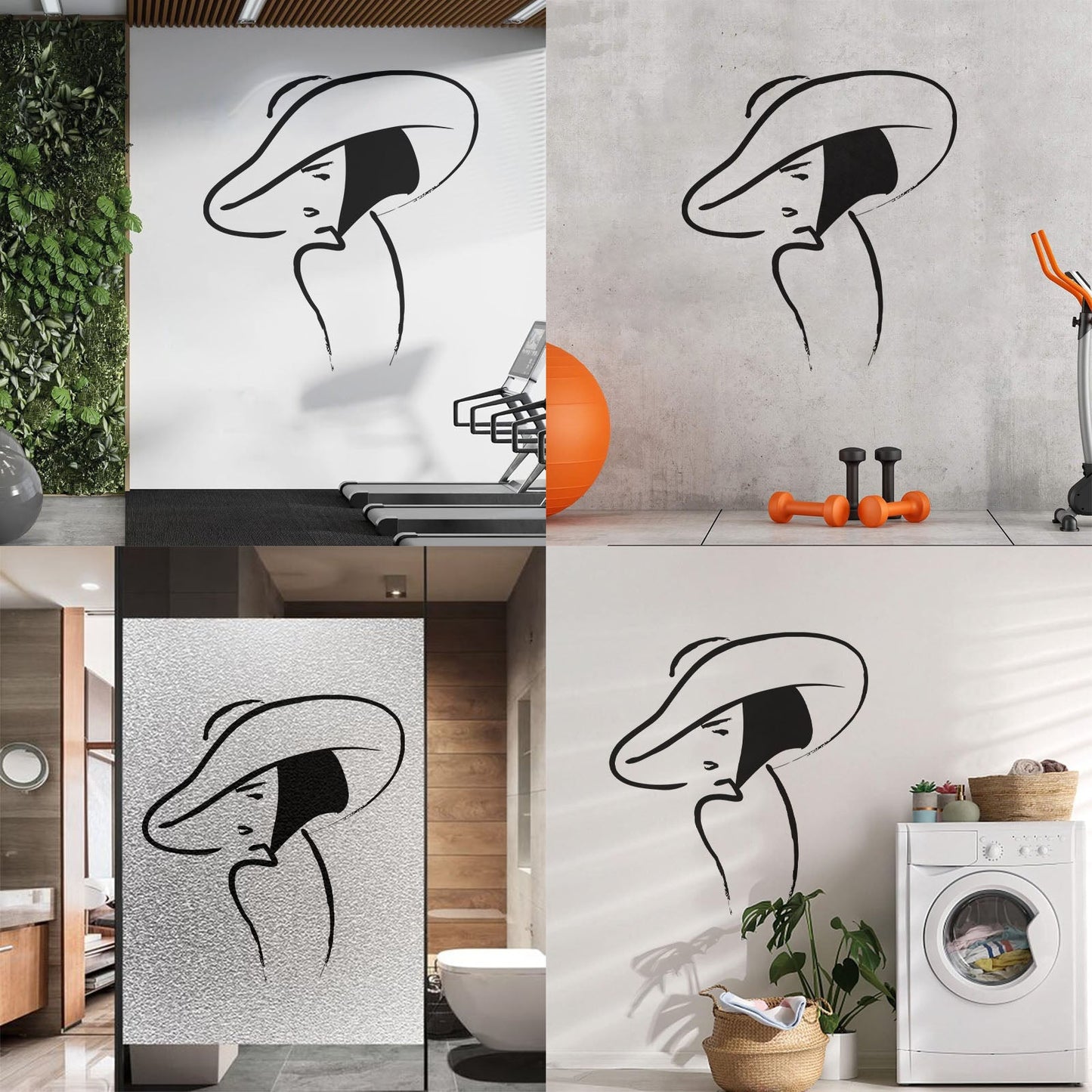 Vinyl Wall Decals Beautiful Girl Hat Fashion Beauty Woman Window Decals