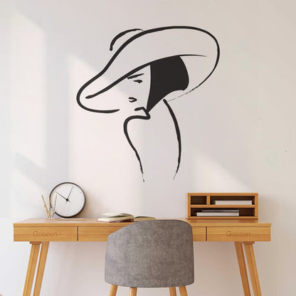Vinyl Wall Decals Beautiful Girl Hat Fashion Beauty Woman Window Decals