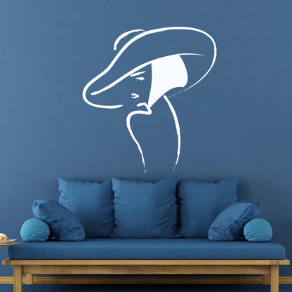 Vinyl Wall Decals Beautiful Girl Hat Fashion Beauty Woman Window Decals