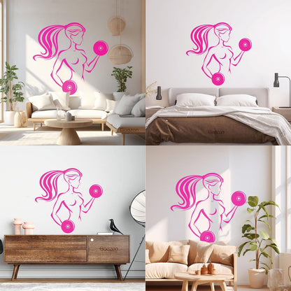 Fitnesscenter Gymnastics Girl Woman Bodybuilding Home Fine Carving Stickers Self Adhesive
