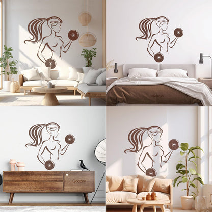 Fitnesscenter Gymnastics Girl Woman Bodybuilding Home Fine Carving Stickers Self Adhesive