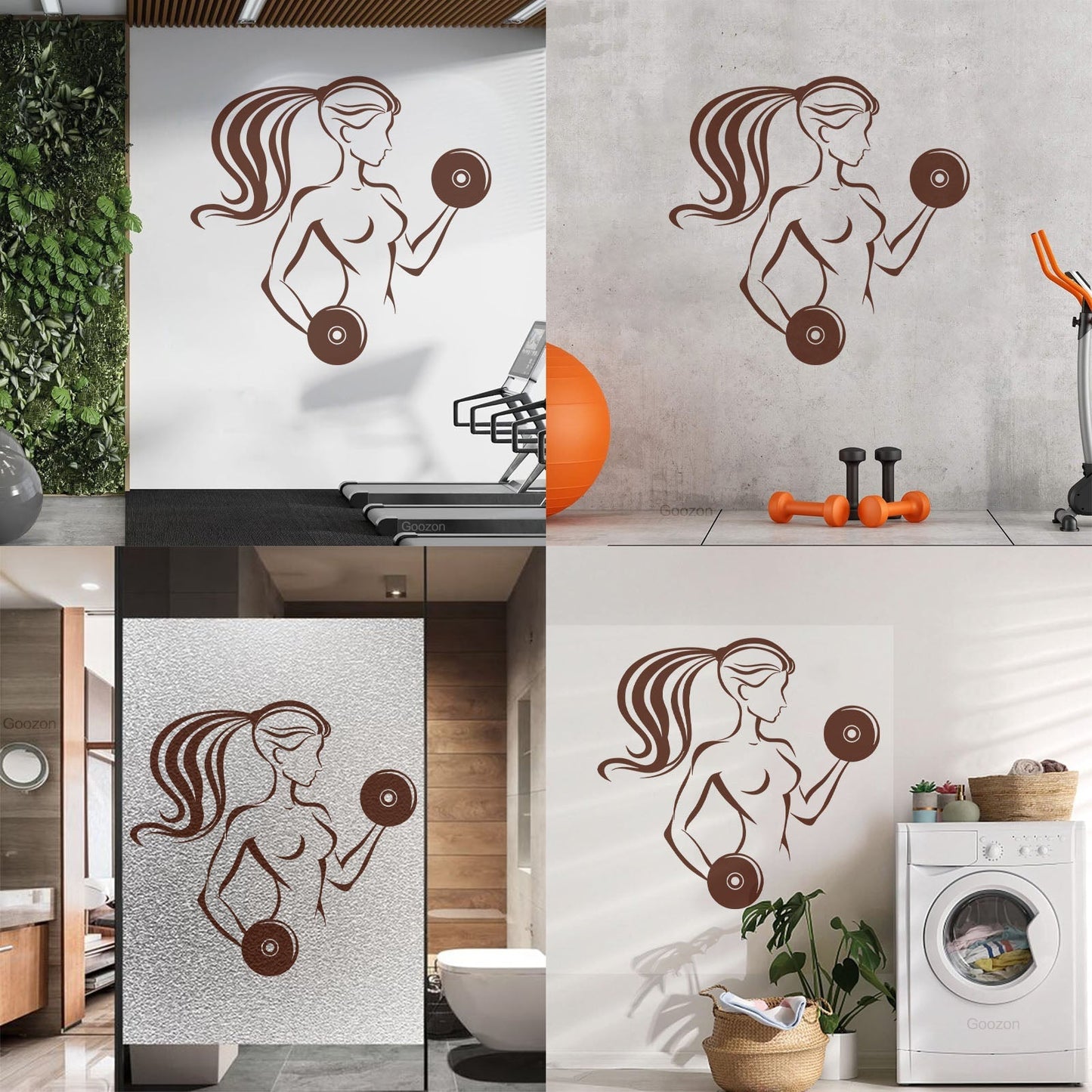 Fitnesscenter Gymnastics Girl Woman Bodybuilding Home Fine Carving Stickers Self Adhesive