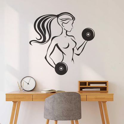 Fitnesscenter Gymnastics Girl Woman Bodybuilding Home Fine Carving Stickers Self Adhesive