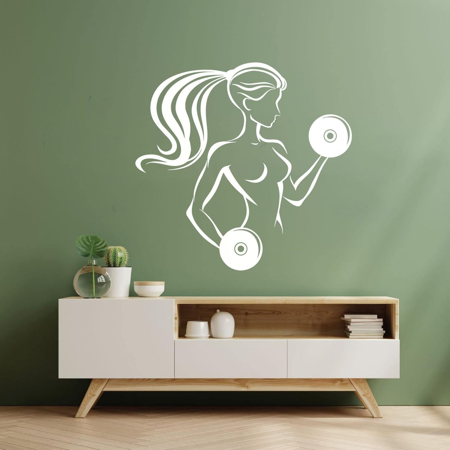 Fitnesscenter Gymnastics Girl Woman Bodybuilding Home Fine Carving Stickers Self Adhesive