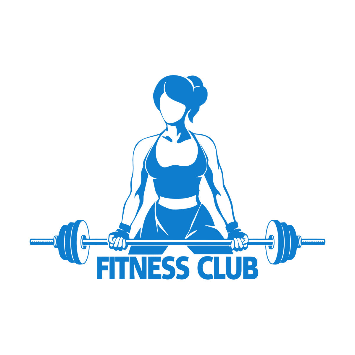 Vinyl Art Sticker Fitnesscenter Club Girl Woman With Barbell Bodybuilding Equipped With Transfer Film Kit