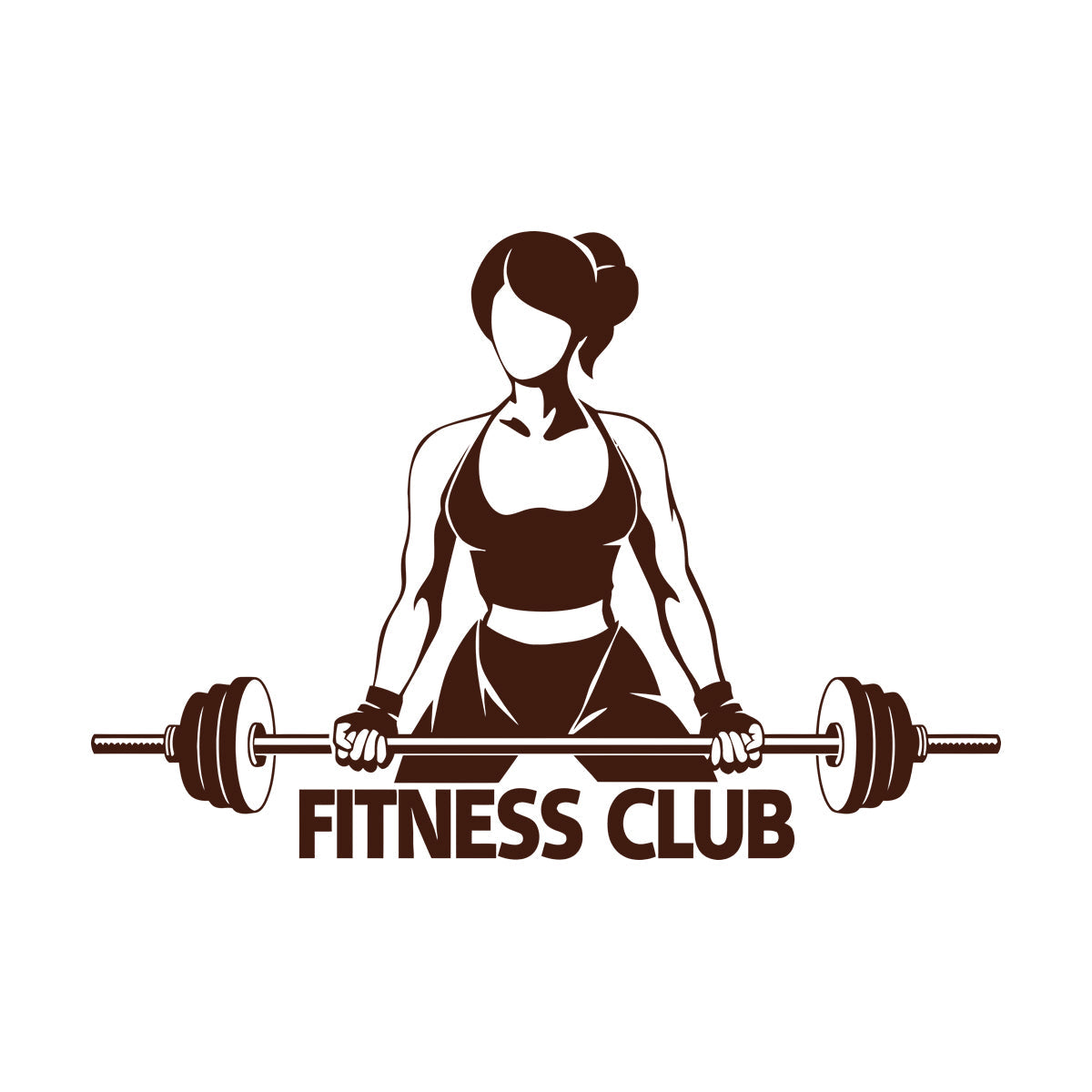 Vinyl Art Sticker Fitnesscenter Club Girl Woman With Barbell Bodybuilding Equipped With Transfer Film Kit