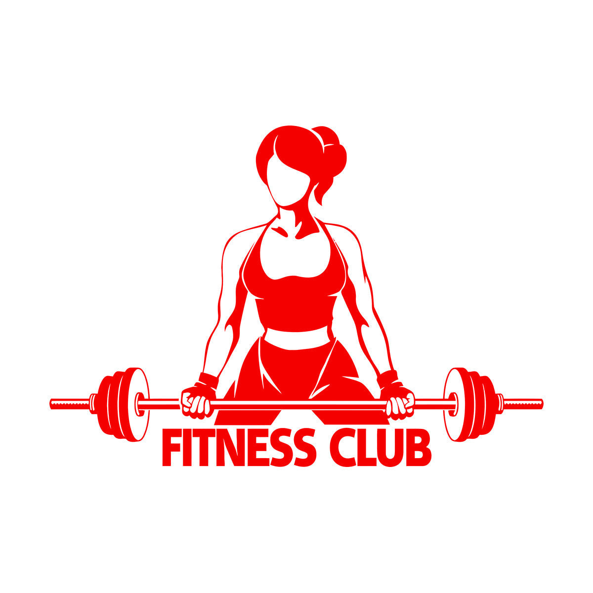 Vinyl Art Sticker Fitnesscenter Club Girl Woman With Barbell Bodybuilding Equipped With Transfer Film Kit