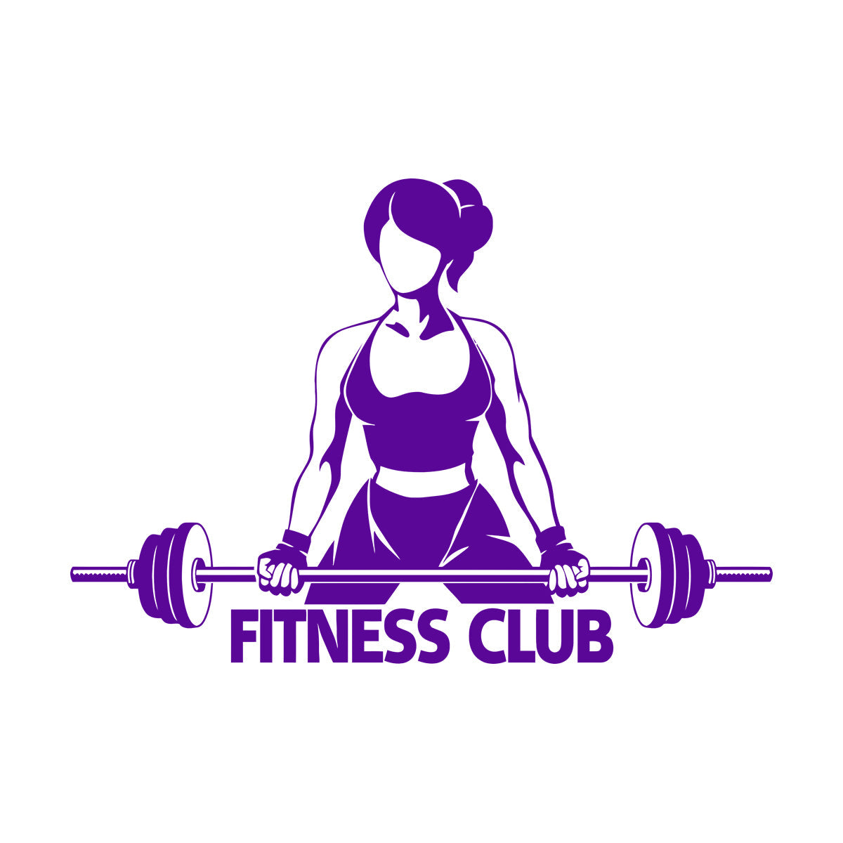 Vinyl Art Sticker Fitnesscenter Club Girl Woman With Barbell Bodybuilding Equipped With Transfer Film Kit