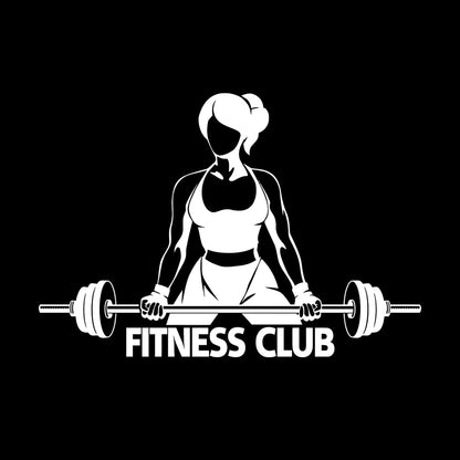Vinyl Art Sticker Fitnesscenter Club Girl Woman With Barbell Bodybuilding Equipped With Transfer Film Kit