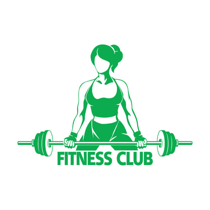 Vinyl Art Sticker Fitnesscenter Club Girl Woman With Barbell Bodybuilding Equipped With Transfer Film Kit